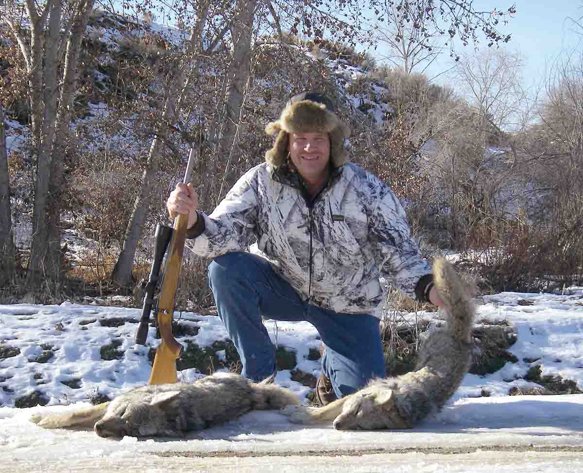 A custom Sako 6mm-204 RR wildcat was used for this pair of Idaho coyotes. It can be loaded for deer or smaller varmints as well.